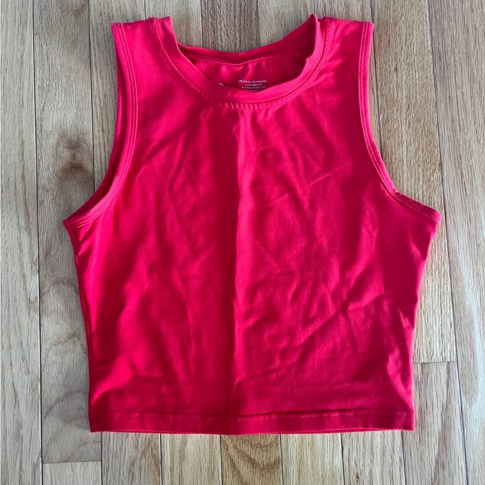 Red Fitted Crop Tank Top